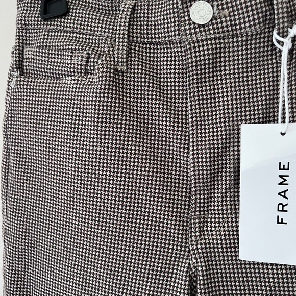 FRAME Le Crop Flare Houndstooth Pants Brown Career Casual Size 28 NWT - DEFECT - Picture 2 of 11
